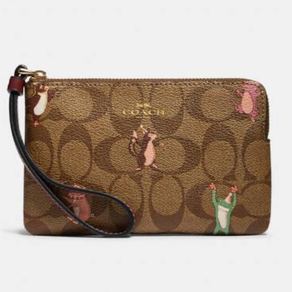 Coach Party Animals Corner Zip Wristlet. NWT.